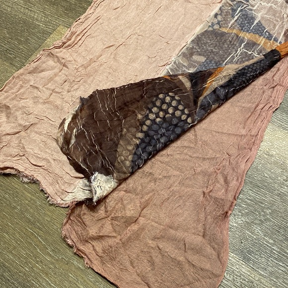 A Bundle of Two Bohemian Boho Vibe Double-Layer Knit Scarves in Blush and Peach - Picture 8 of 14